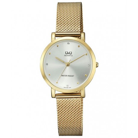 Reloj Q&Q Hombre Dorado +Pulsera Obsequio